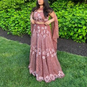 Gorgeous and trendy beaded lengha- Indo Western